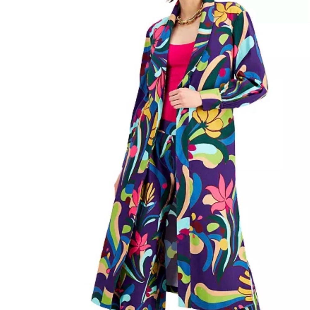 INC International Concepts Multicolor Floral duster jacket - Picture 14 of 15